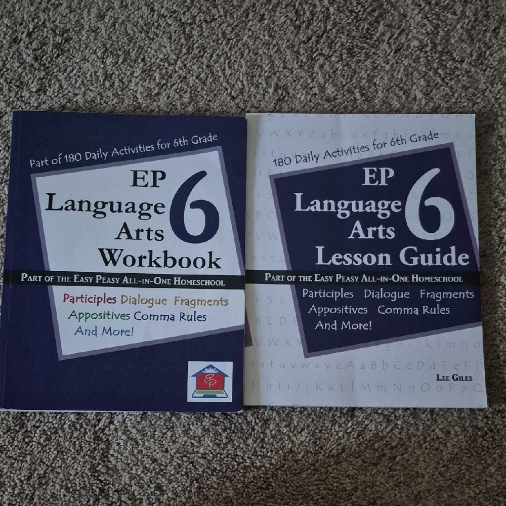 2 EASY PEASY Homeschool books Language Arts 6 Workbook + Activity Lesson Guide